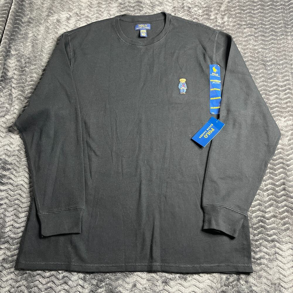 Polo Ralph Lauren Denim Bear Thermal Waffle Knit Long Sleeve Shirt size 2XL NWT